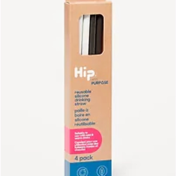 NWT OLD NAVY Hip® Reusable Silicone Drinking Straws 4-Pack Color: Black Jack - Picture 1 of 3
